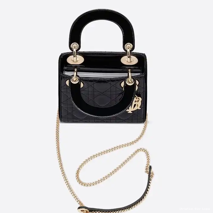 Cheap Lady Calfskin Patent Dior Mini Black Bag Cannage 0324 Luxury